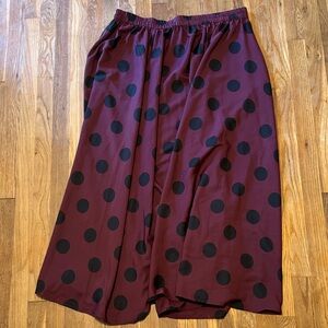Polka Dot Midi Skirt in Burgundy and Black